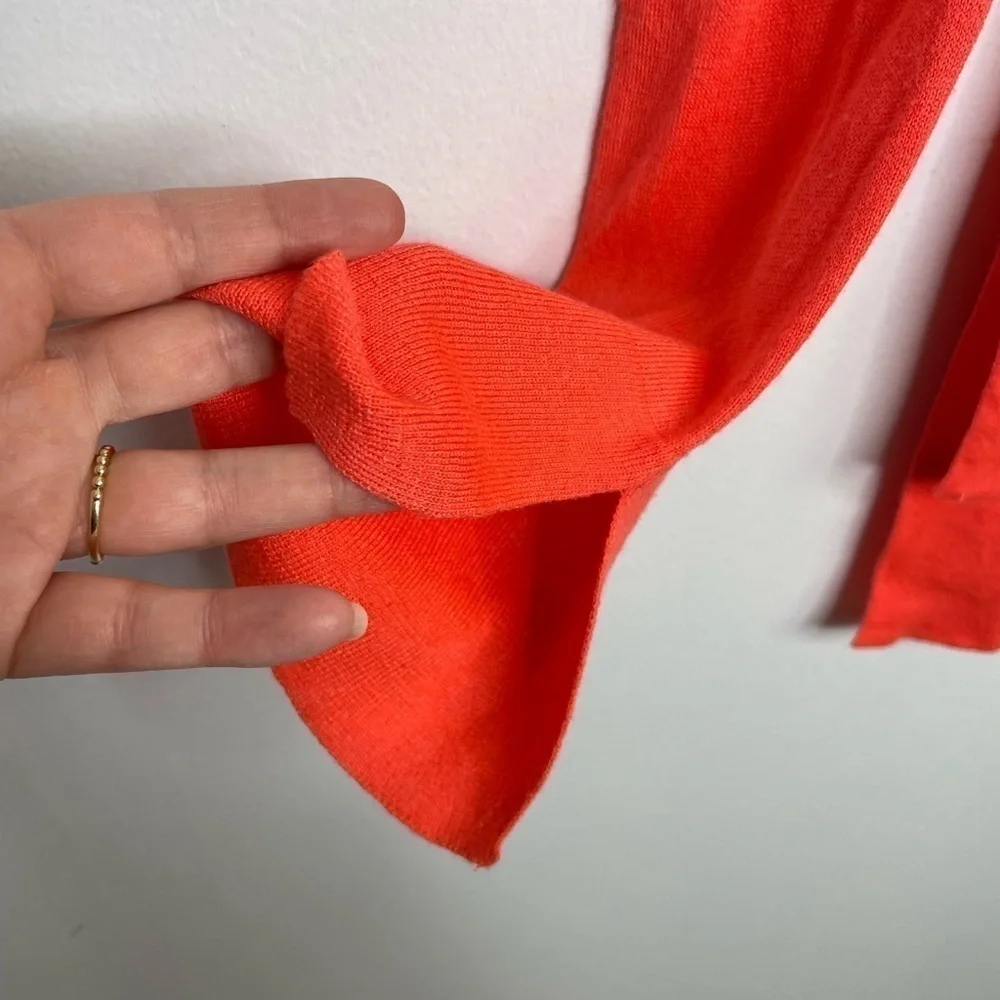 ZARA neon orange pink lightweight slits knit - Picture 3 of 8
